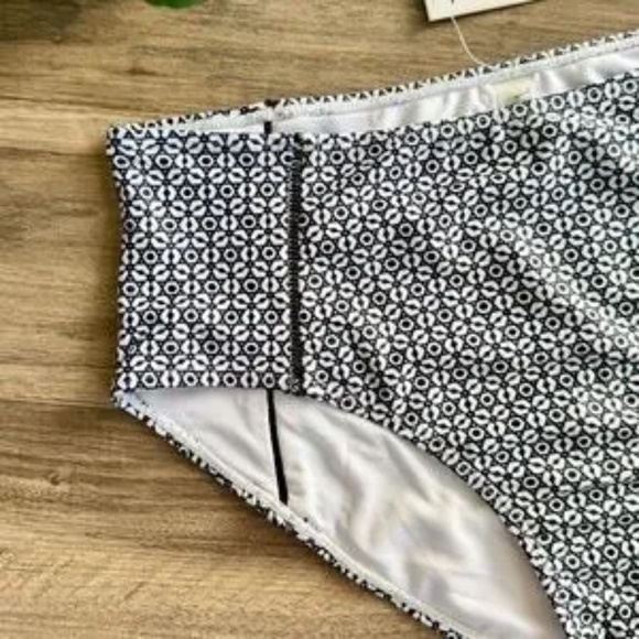 NWT Nicole Miller High-Waisted Bikini Bottom Geometric Print Size L - Picture 6 of 16